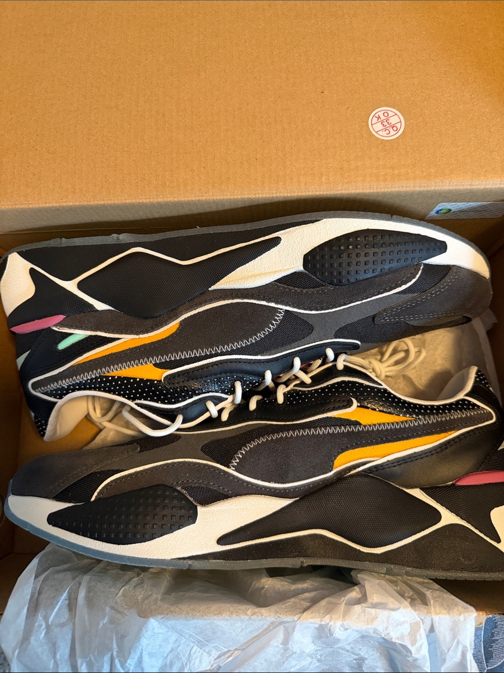 Puma Black Sneakers with Yellow and Teal Accents - Picture 1 of 1